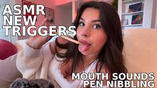 ASMR Fast & Aggressive NEW TRIGGERS (pen nibbling, mouth sounds, whispering)
