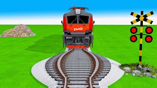 【踏切アニメ】非常に長い新幹線が砂漠を曲がりくねった螺旋状に走り、誘拐される【カンカン】🚦 踏切 Fumikiri 3D Railroad Crossing Animation #1