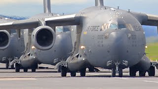 Gigantic Fleet of US C-17 Take Off One by One During Elephant Walk