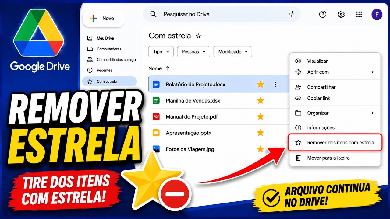 Thumbnail do vídeo Tecnoflavio: Como remover arquivos com estrela no Google Drive