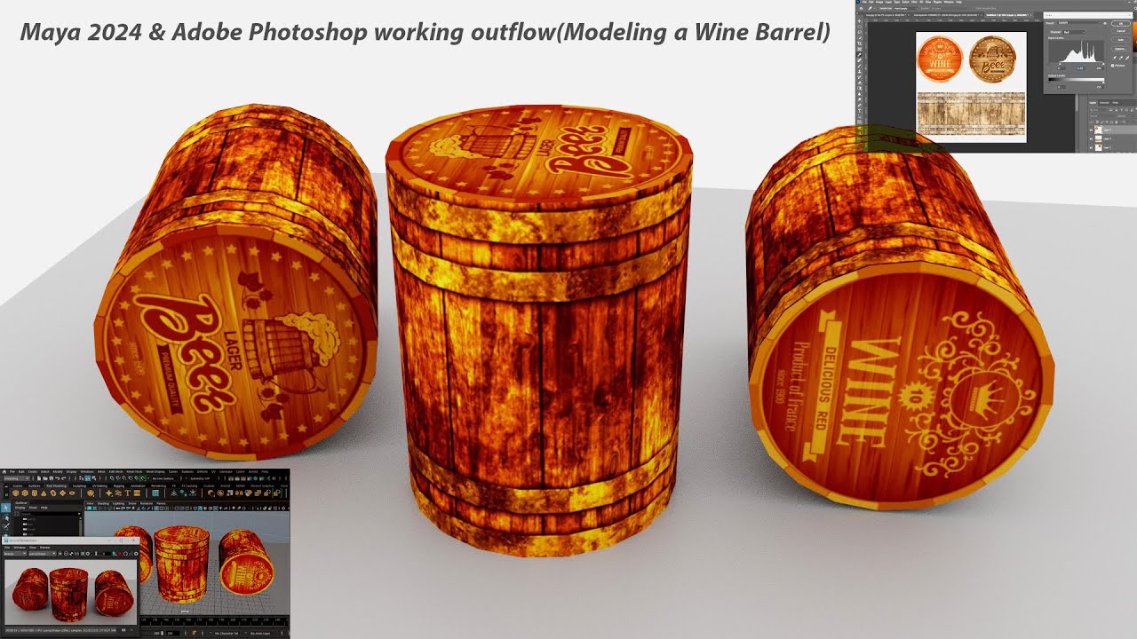 Maya 2024 & Adobe Photoshop Texturing and UV editing outflow tutorial ...