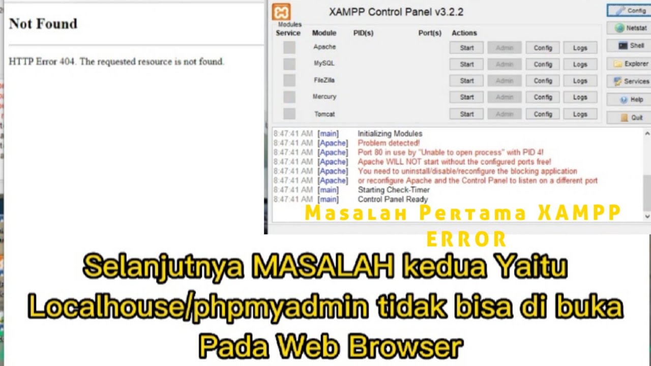 Cara Mengatasi XAMPP ERROR Dan PHP MyAdmin Tidak Bisa Di Buka Di Web