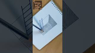 خداع بصرى ارسم هكذا #shorts /رسم ثلاثى الأبعاد/رسم سلم ثلاثى الأبعاد/3D Drawing of ladder illusion