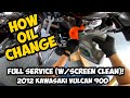FULL How To Oil Change (and Screen Clean) 2012 Kawasaki Vulcan 900