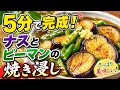 【5分クッキング】ナスとピーマンの焼き浸し|作り置きにもおすすめ!さっぱり和風副菜