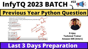 Infytq Previous Year Python MCQ Questions | Last 3 Days Preparation | Prepare | & Crack It | Infytq
