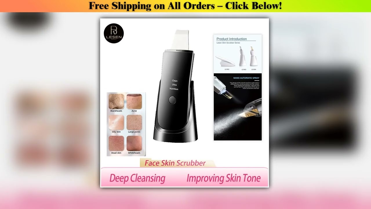 Lesen Ultrasonic Face Cleaner Skin Scrubber Ultrasound Vibration Lifting Massager Ultrasound