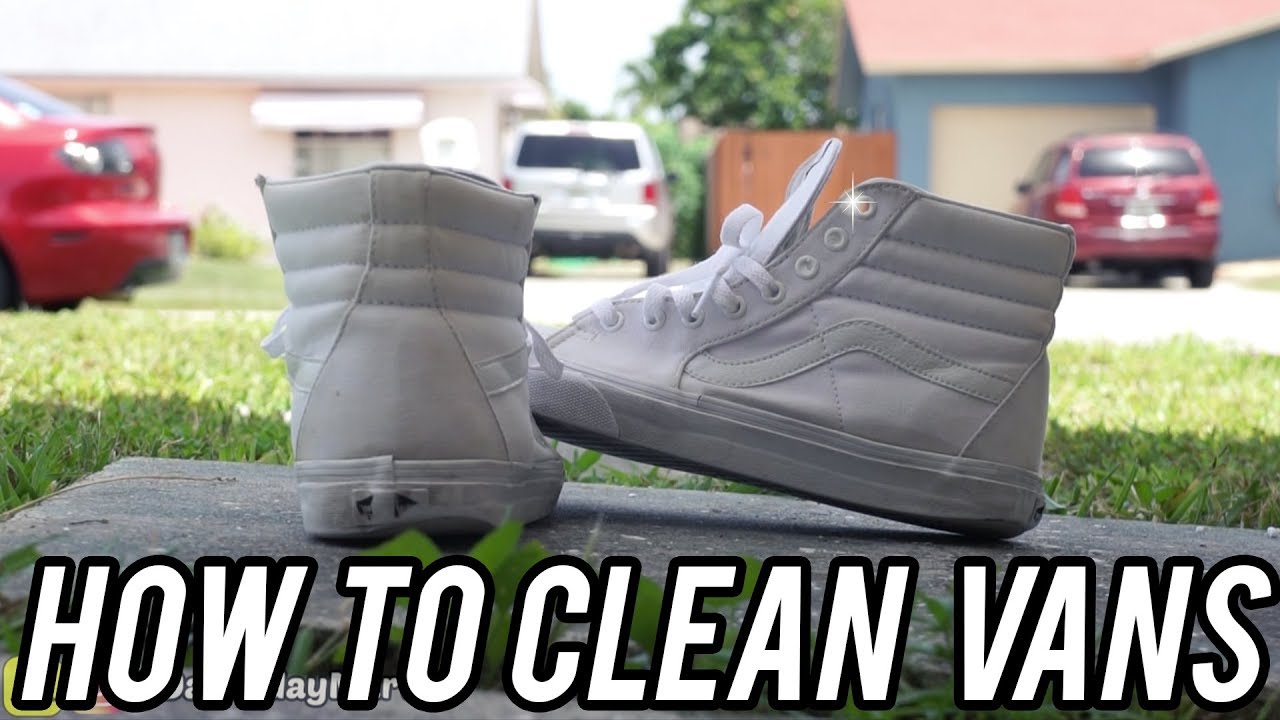 HOW TO CLEAN WHITE VANS SK8 HI SHOES ❄️ 