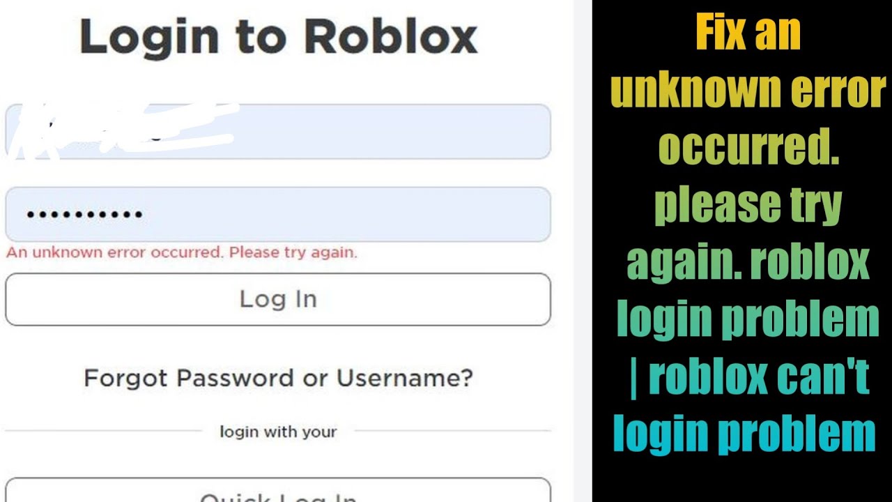 Fix roblox an unknown error occurred please try again