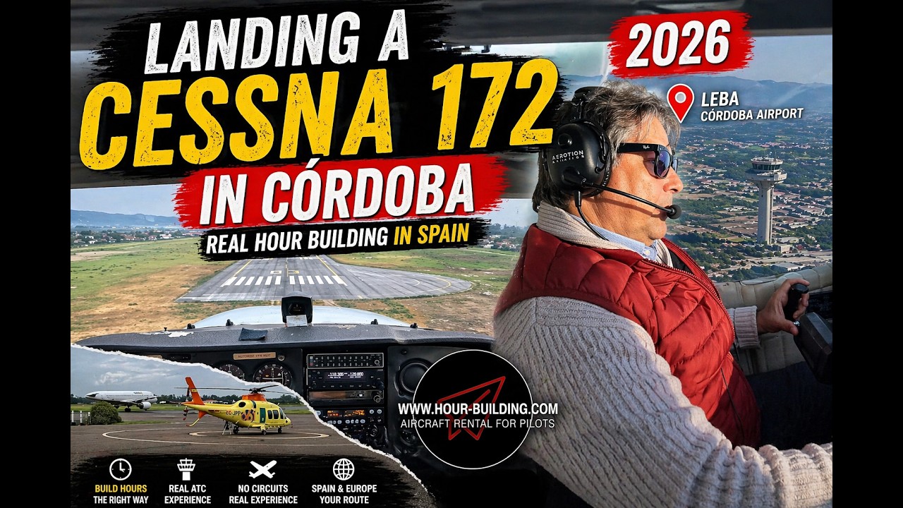 Landing a Cessna 172 in Córdoba Real Hour Building in Spain 2026