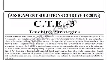 IGNOU CTE-3 solved assignment 2018-19 / Teaching Strategies