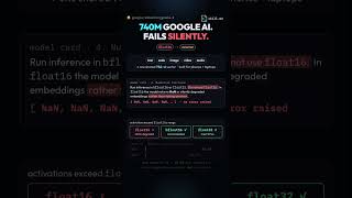 Google's New Embedding AI Fails Silently in float16. Its Own Card Says So. #shorts