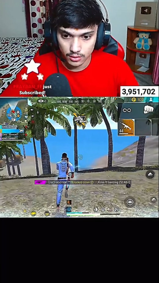 Gw Shooter vs Azim gaming ? Grandmaster V Badge YouTuber #shorts #freefire #gwshooter