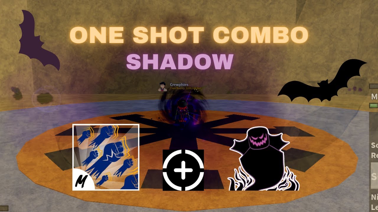 Best Shadow One Shot Combo 』Shadow + God Human One Shot Combo [Bounty  Hunting] (Bloxfruit Roblox) 
