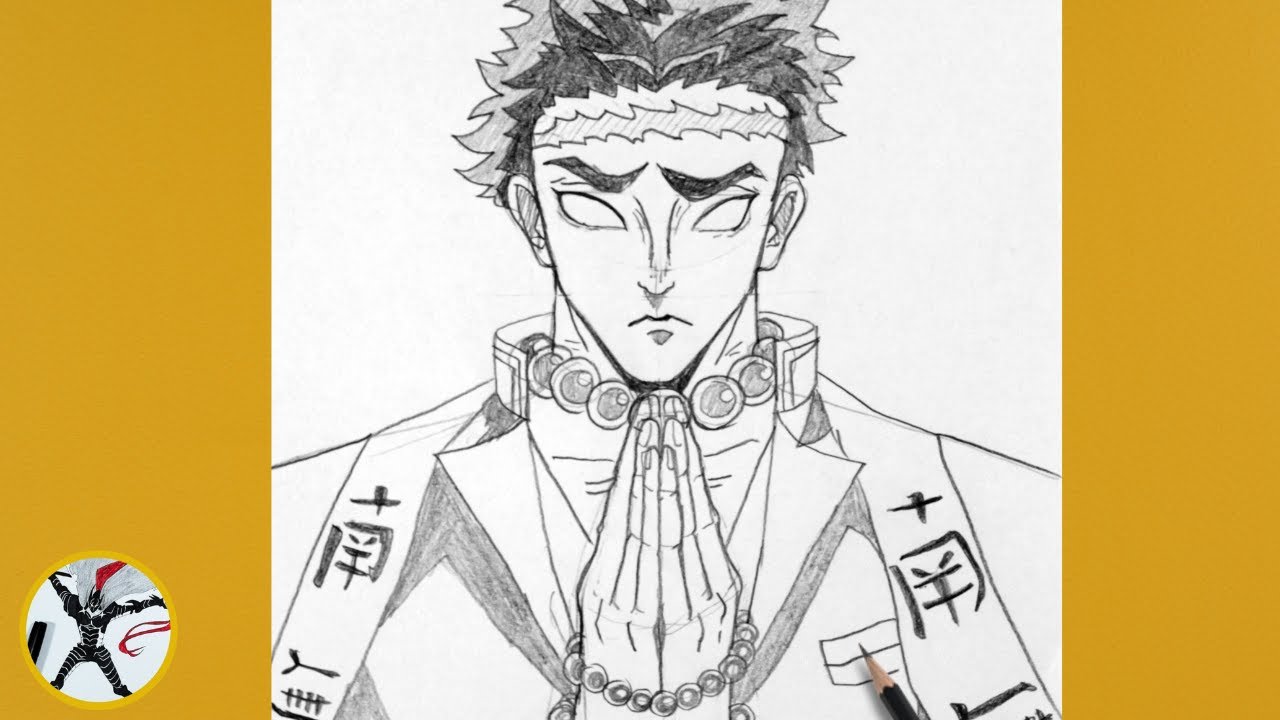 Gyomei Simple How to Draw Gyomei Himejima Step by Step – Easy Anime Sketch Tutorial ...