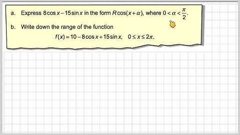 Finding the range of a trigonometric function using Rcos(x + a)
