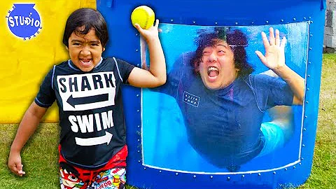 DUNK TANK CHALLENGE! Ryan VS Parents Family Fun