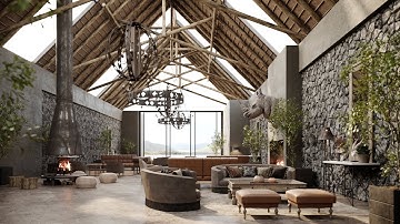 Corona - C4D Scene files - Safari Lodge Interior 3D renders, Lighting and material Setup, Rendering