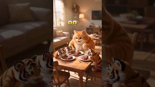 Buff Tiger vs One Brave Kitty 😂. #viral #funny #kitty #tiger #dance #trending #fyp