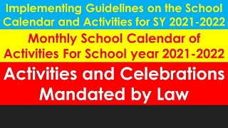 Details Implementing Guidelines on the School Calendar and Activities for SY 2021-2022 News