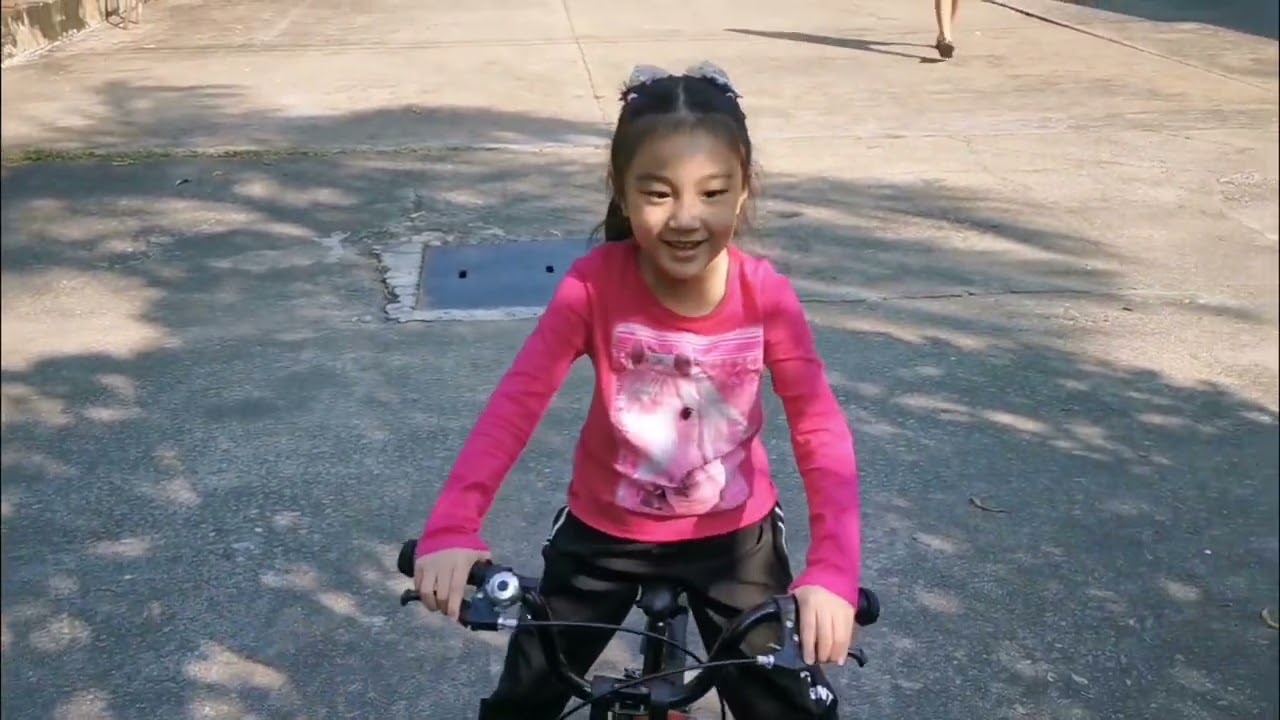 Pitta's first riding bicycle by herself