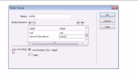 Dreamweaver CS4 Tutorial - 23 - Radio Buttons