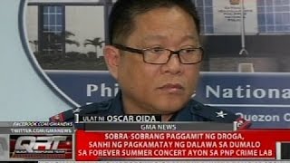 Sobra-sobrang paggamit ng droga, sanhi ng pagkamatay ng 2 sa dumalo sa concert ayon sa PNP Crime Lab