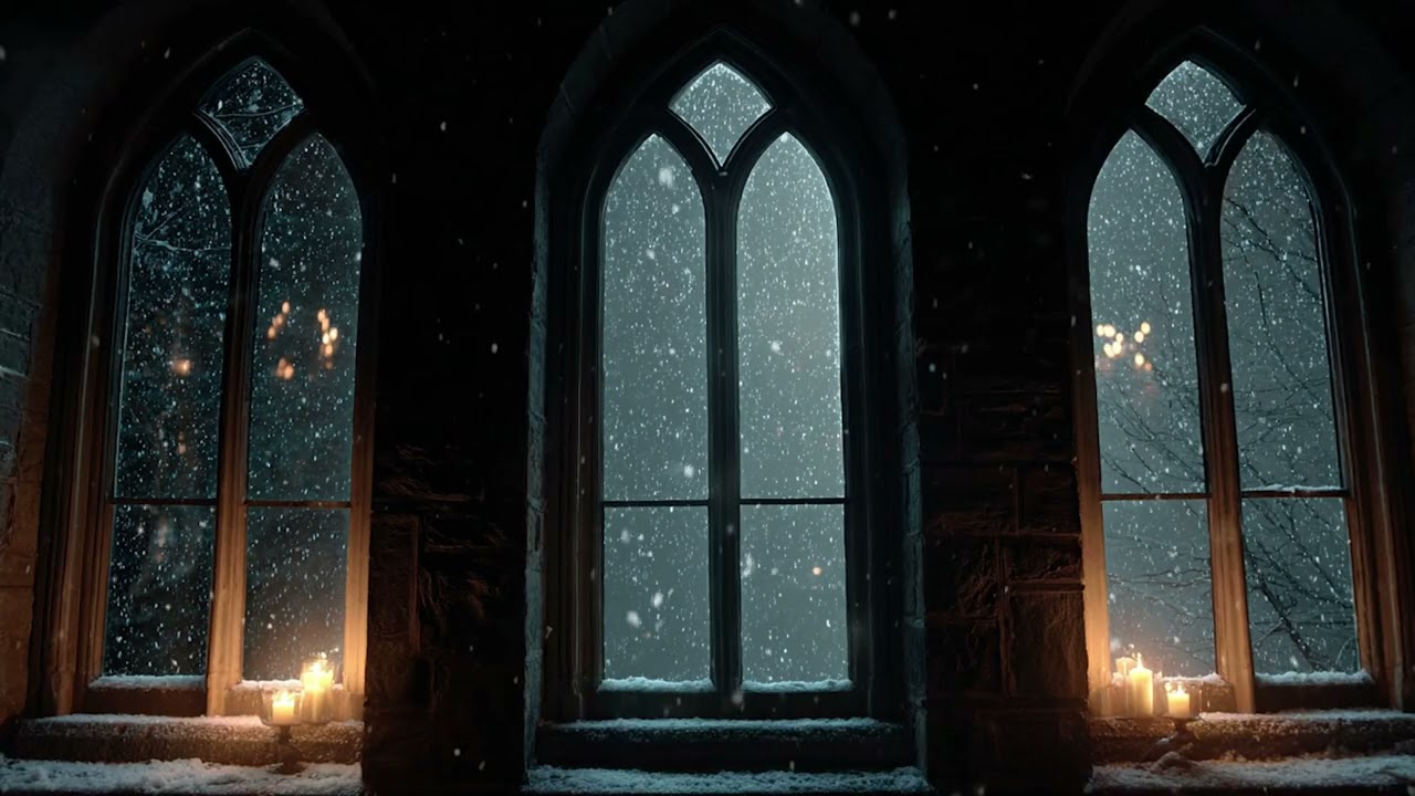 Cozy Winter Cabin Night ❄️ Fireplace Crackling & Snowfall Ambience for Sleep