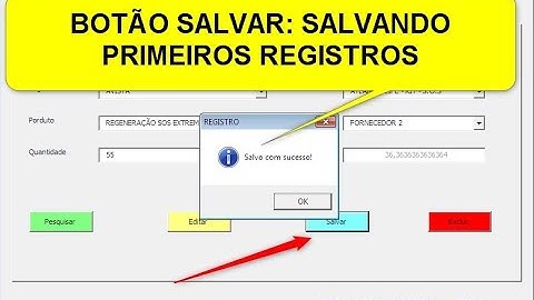 Controle de Estoque com Excel - Botão Salvar Dados de Entrada de Produtos - Aula 04