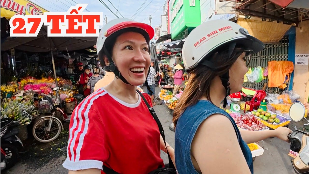 CHEN CHÚT NHAU ĐI CHỢ QUÊ NGÀY 27 TẾT || ĂN GÌ Ở MỸ