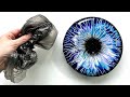 Bin bag fluidart eye with silver and golden veins full step by step tutorial for beginners