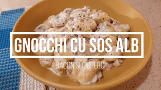 Gnocchi cu Sos Alb | Reteta de Gnocchi cu Bacon si Ciuperci