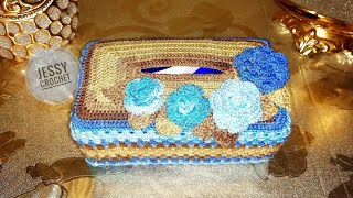 طريقة عمل غطاء علبة مناديل (كفر لعلبة مناديل ) كروشية سهل وبسيط/ How to make a crochet tissue cover