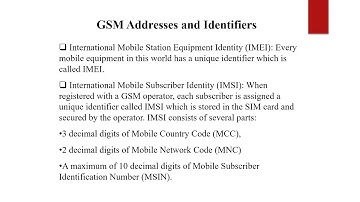 MCO- Mobile Computing- BE CSE- GSM Addresses and Indentifiers