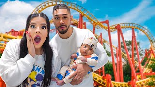 BABY GETS ON HIS FIRST ROLLER COASTER!! *2 months old*