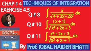 Ch# 4|TECHNIQUES OF INTEGRATION|EX 4.5 Q8,10 & 11|Calculus & Analytic Geometry by SM Yusuf Lec33