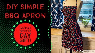 EASY SIMPLE BBQ STYLE APRON DIY SEWING TUTORIAL - Beginner Step by Step Guide with Pattern Design!