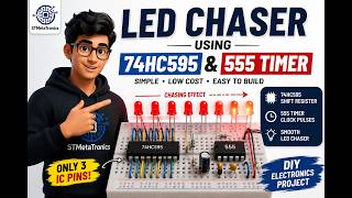 LED Chaser Circuit | 74HC595 and 555 Timer Combo