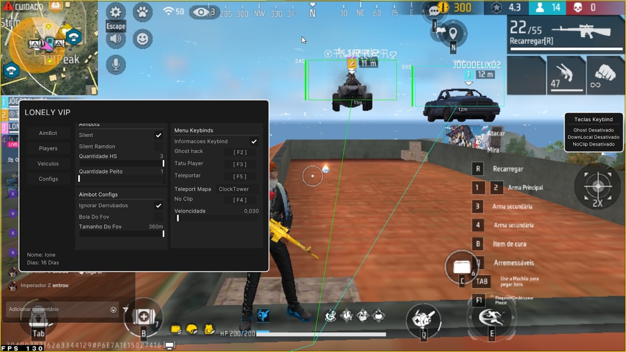 🟢Novas Funcoes Armas Carros E Muito Mais Painel LONELY VIP Free Fire ...