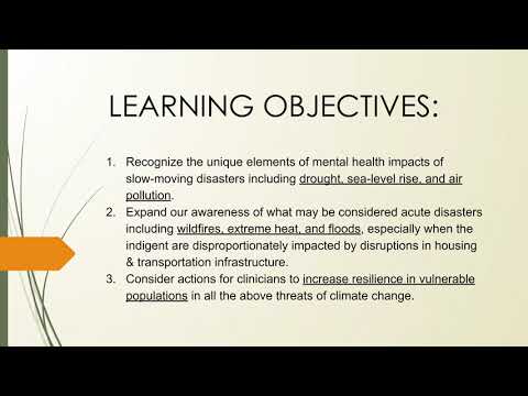 Climate Change and Social Determinants of Mental Health