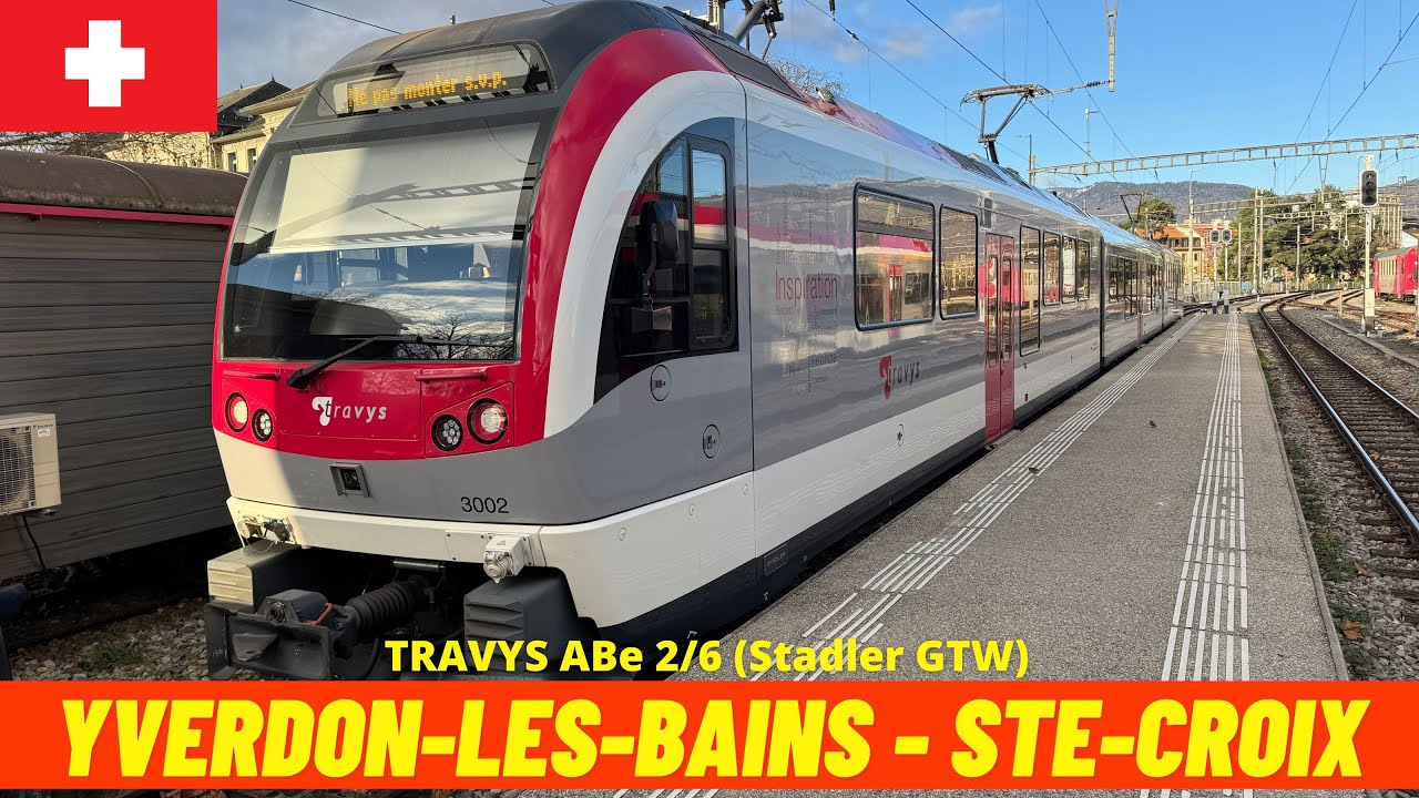 Cab Ride Yverdon les Bains →  Ste Croix (Travys SA, Switzerland, November 2025) driver's view 4K