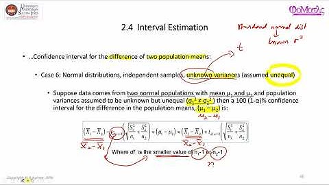 Unknown and Unequal Variances (CI for Difference in Two Population Means)