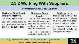 Theme 2 Topic 2.3.2 Working with supplies  - Interpreting A Bar Gate