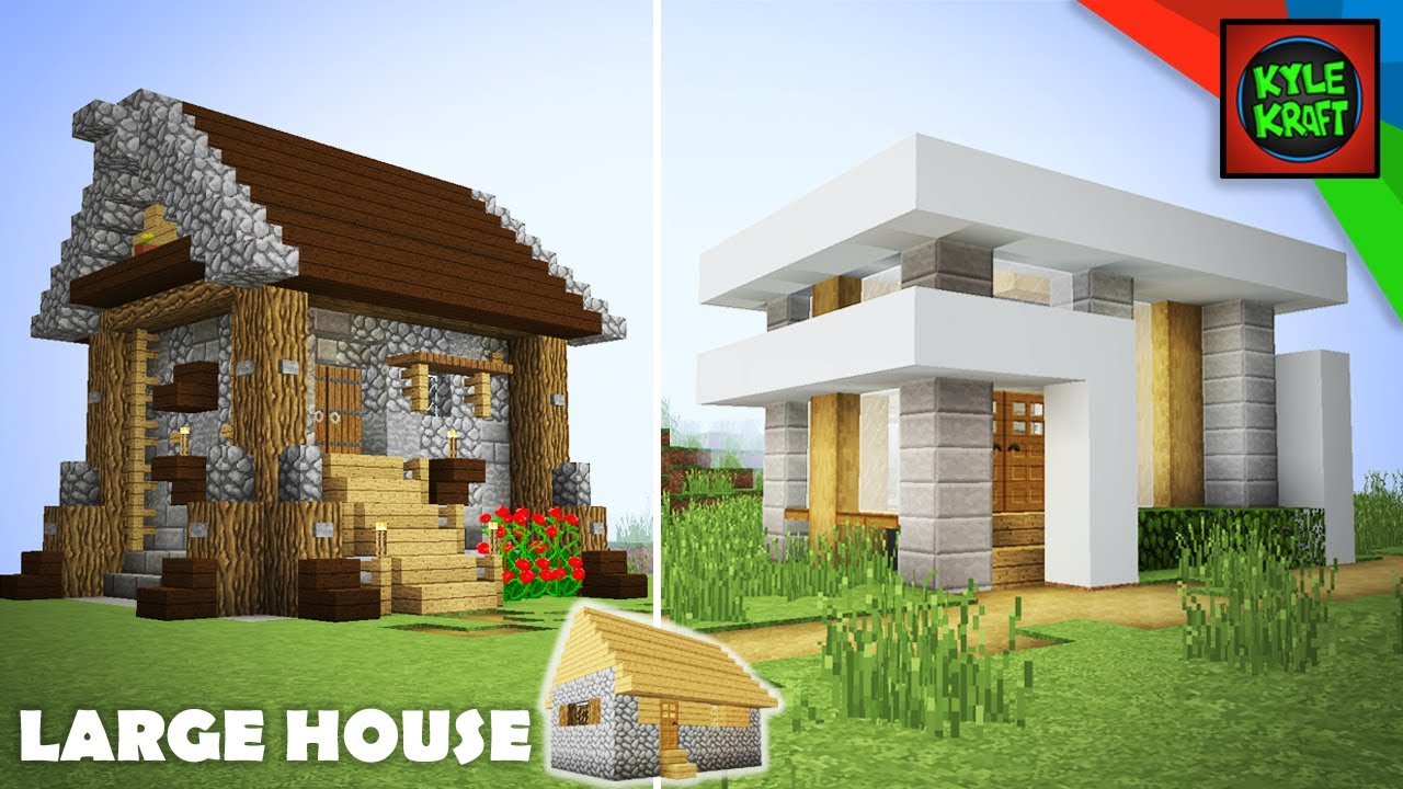 Minecraft Modern Vs Medieval Village Transformation Large House Youtube