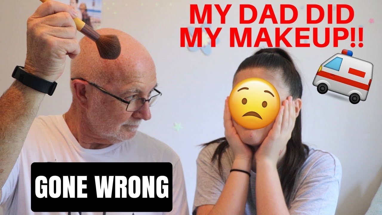 Dad does my makeup challenge!!