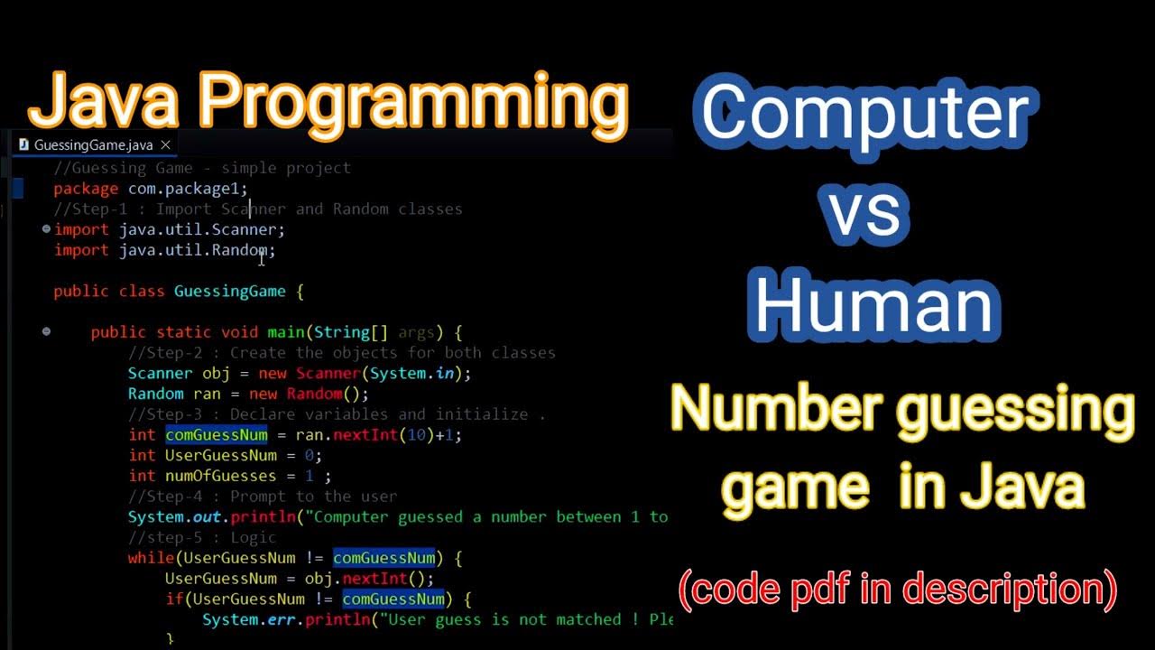 Number guessing game in java clearly explained in TELUGU - YouTube