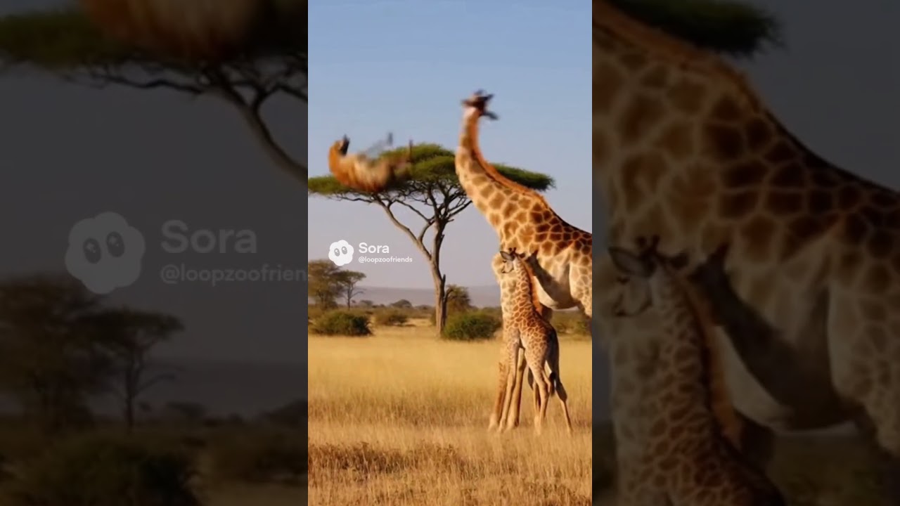 Amazing weapons: The Giraffe YEET! 🦒🚀 (Sora AI) 動物たちの驚くべき武器