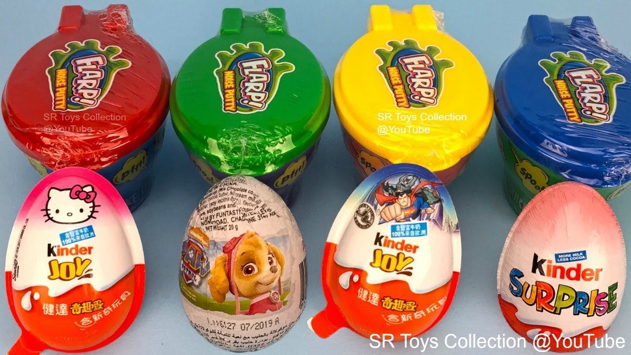 Flarp Noise Putty With Surprise Toys Kinder Joy Kinder Surprise And Paw Patrol Surprise Eggs Youtube
