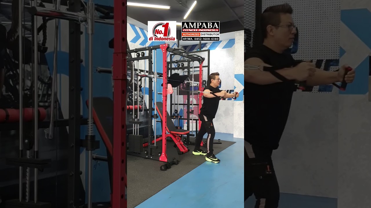 TUTORIAL LATIHAN OTOT DADA MENGGUNAKAN MULTIGYM IMPORT DUAL-STACK MACHINE/SMITH MACHINE MULTI