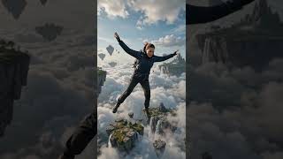 Adventurer leaps into endless sky#cliff